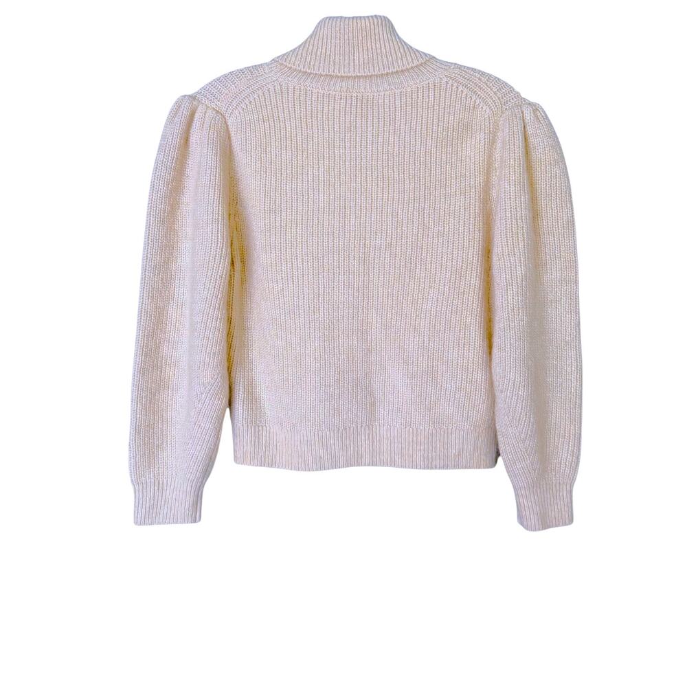 J. CREW Cropped Puff-Sleeve Turtleneck Sweater Women’s S Cream Beige Alpaca Wool - Picture 4 of 7